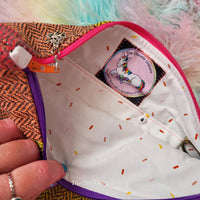 HANDWOVEN ZIP PROJECT BAG RAINBOW KNITTING CROCHET ZIP