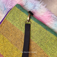 HANDWOVEN ZIP PROJECT BAG RAINBOW KNITTING CROCHET ZIP