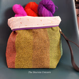 HANDWOVEN ZIP PROJECT BAG RAINBOW KNITTING CROCHET ZIP