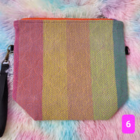 HANDWOVEN ZIP PROJECT BAG RAINBOW KNITTING CROCHET ZIP