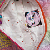 HANDWOVEN ZIP PROJECT BAG RAINBOW KNITTING CROCHET ZIP