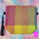 HANDWOVEN ZIP PROJECT BAG RAINBOW KNITTING CROCHET ZIP