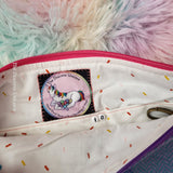 HANDWOVEN ZIP PROJECT BAG RAINBOW KNITTING CROCHET ZIP