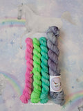 SILVER SPARKLE Sock Along Sockalong Sock Sets High Twist Sock Merino Nylon 100g plus 3 x 20g Minis