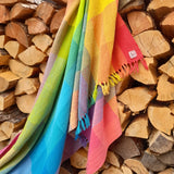 Handwoven Cotton Rainbow Check Wrap Shawl Scarf