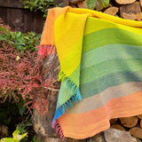 Handwoven Cotton Rainbow Check Wrap Shawl Scarf